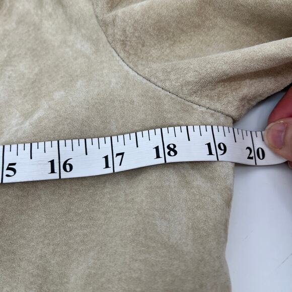 Vintage Together Suede Jacket Womens 12 Beige Tan Leather Blazer Notch Lapel - Picture 8 of 10